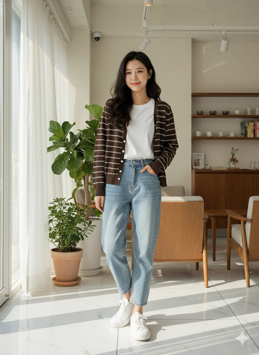 Preppy Cardigan - Brown