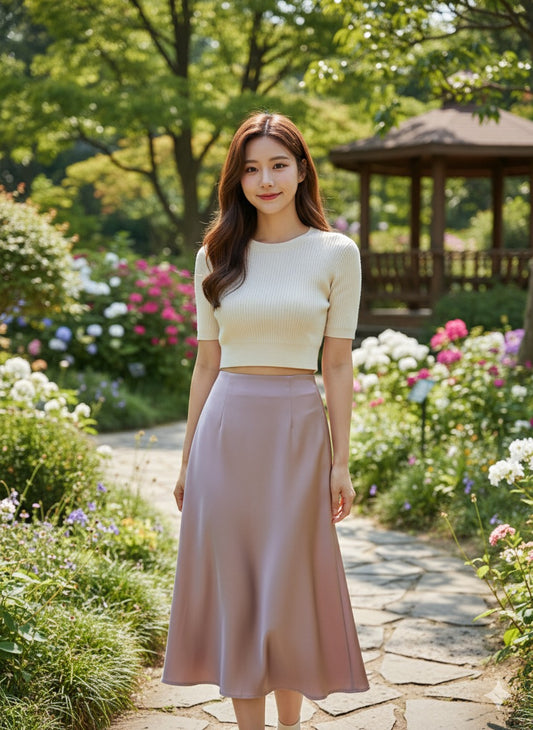 Glow Satin Skirt - pink