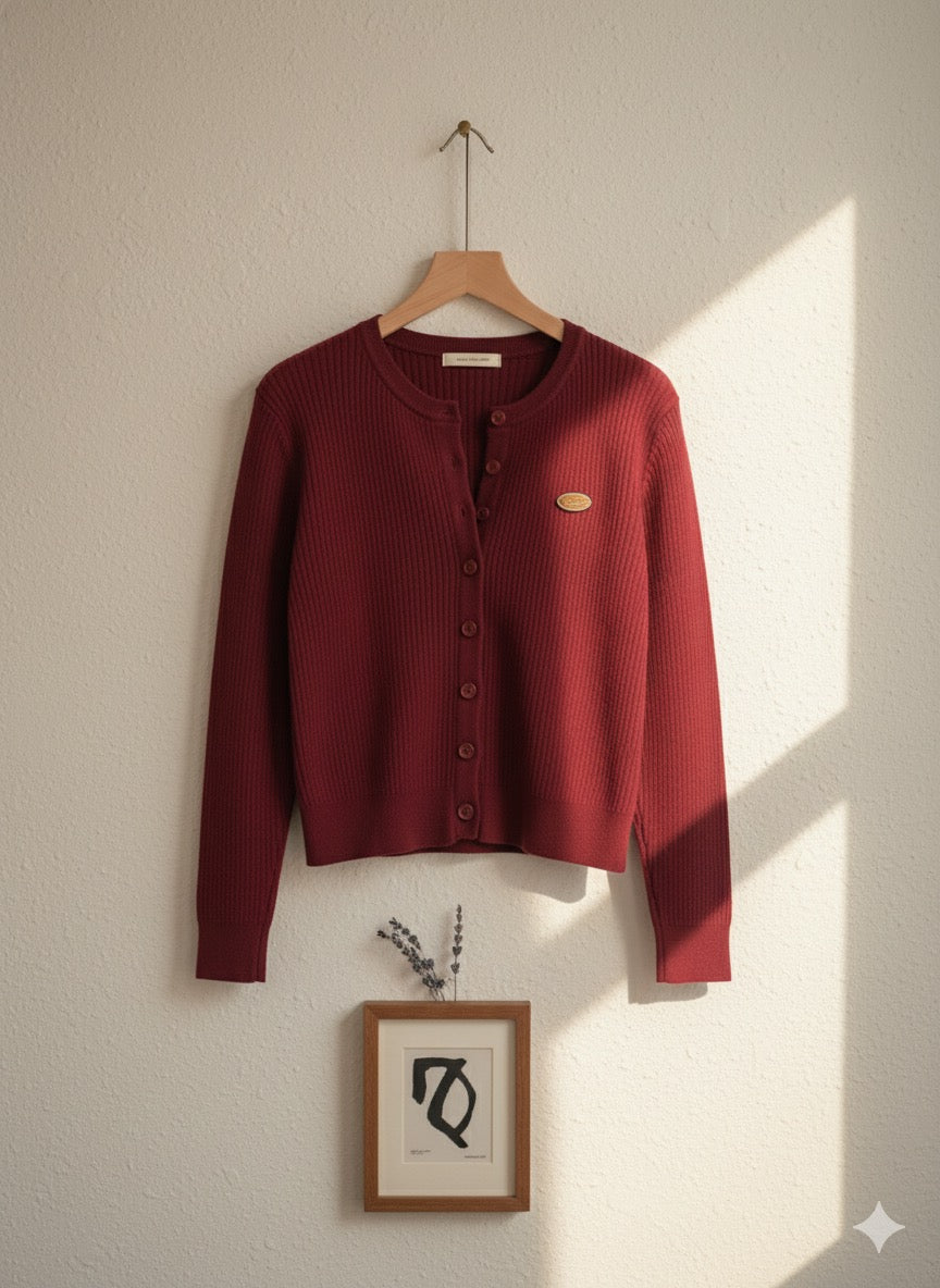 Knitted Rib Top - Maroon