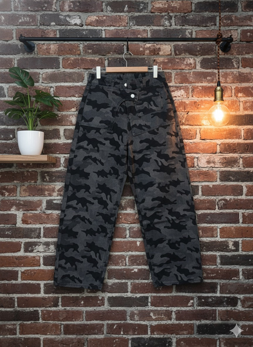 Camouflage Wide-Leg Pants