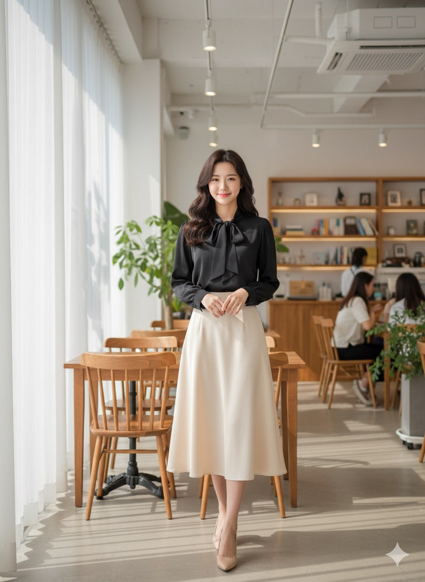 Pussy Bow Blouse - Black