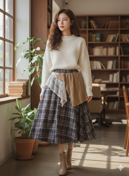 Plaid Layered Skirt