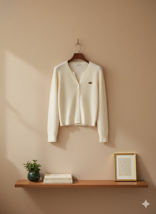 Knitted Rib Top - Off White