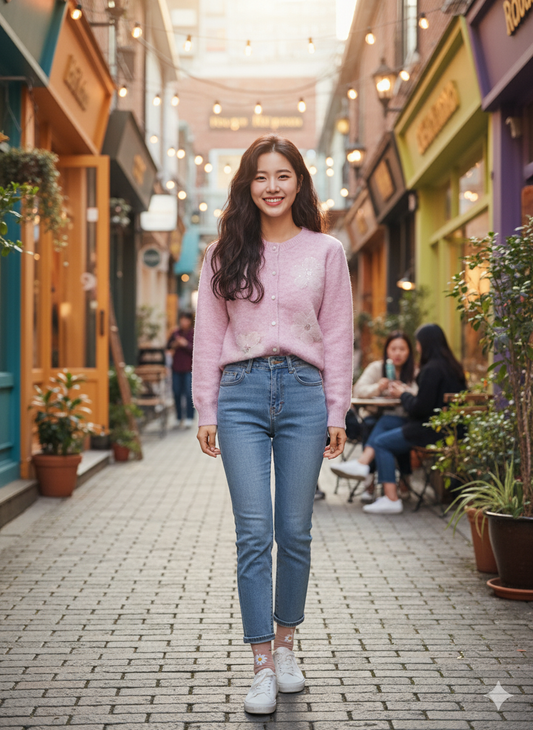 Button-Up Cardigan - Pink