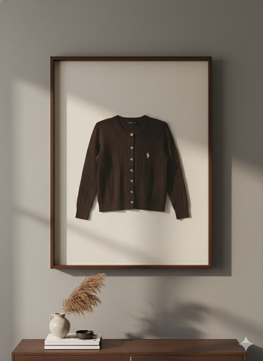 Polo-Knit Cardigan - Brown
