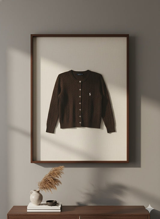 Polo-Knit Cardigan - Brown