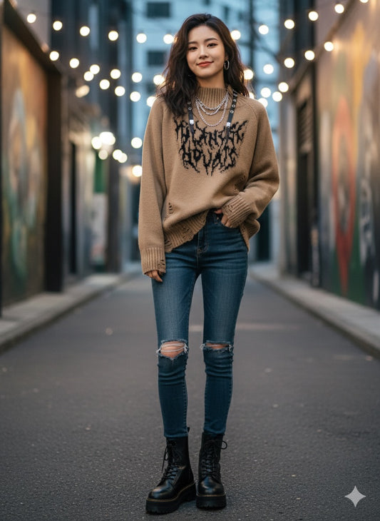 Grunge/Streetwear Knit - Brown