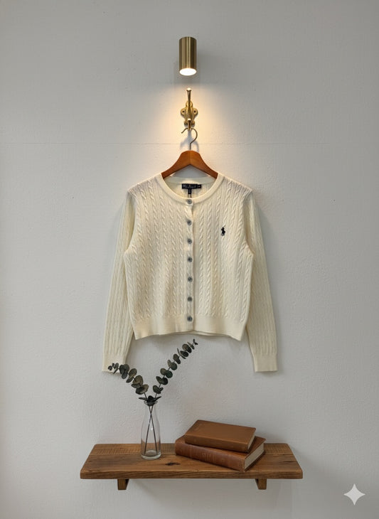 Polo-Knit Cardigan - Cream
