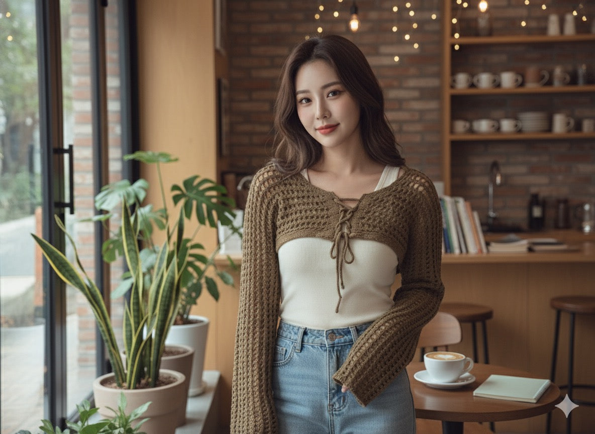 Crochet Lace-Up Shrug