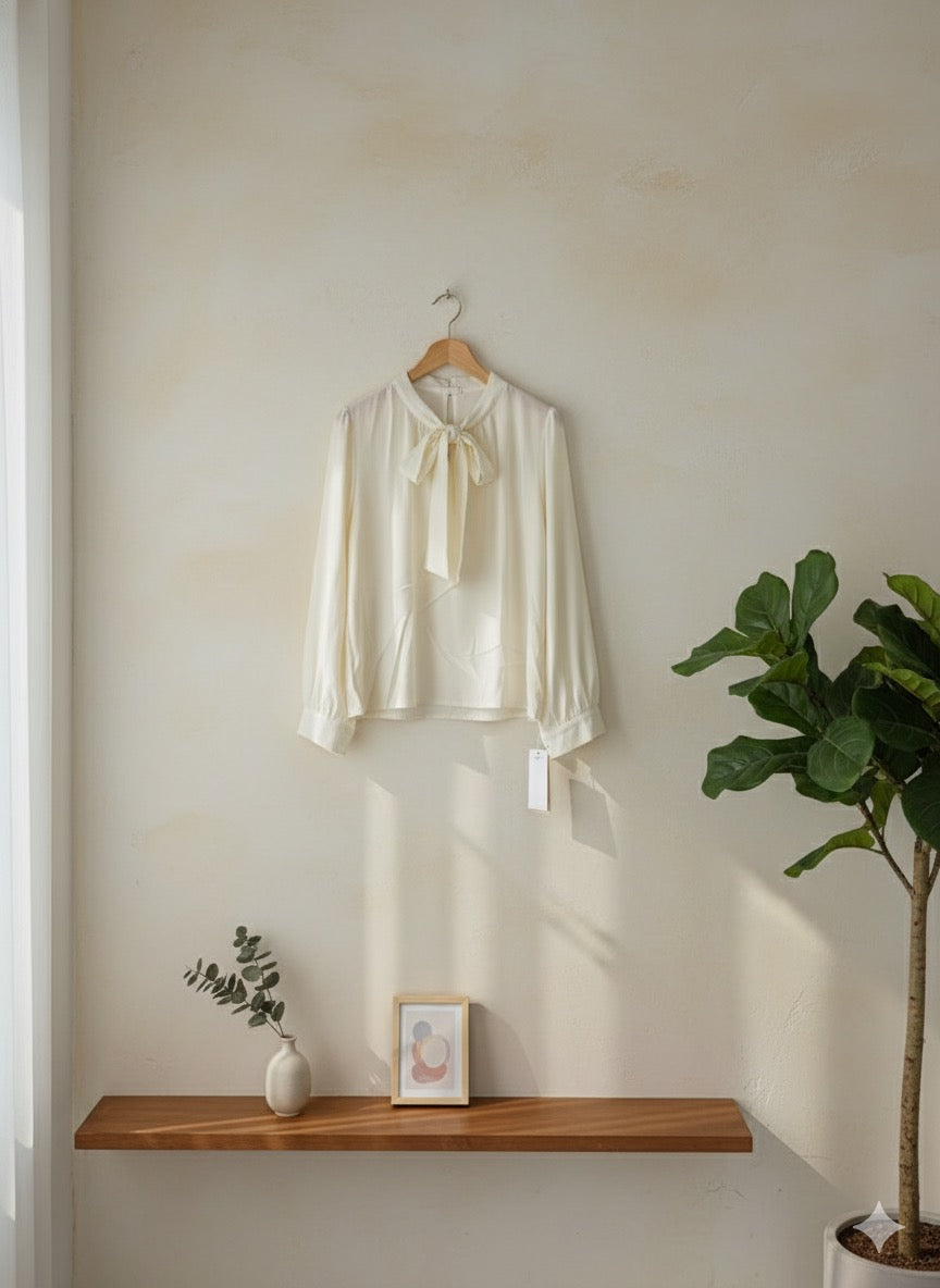 Pussy Bow Blouse - Cream