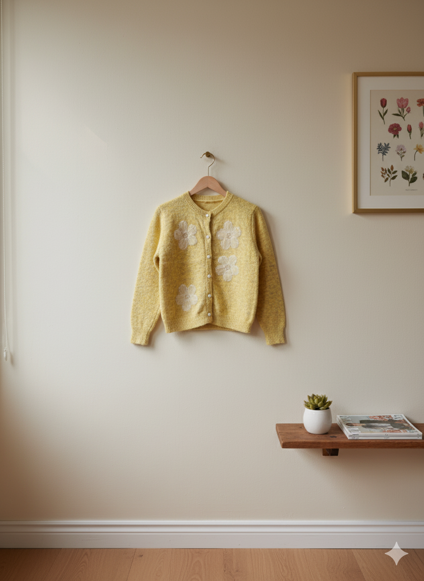 Button-Up Cardigan - Yellow