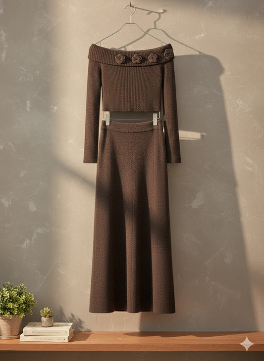 Rosette Whisper Co-Ord - Brown