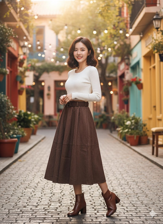 Faux Leather Brown Skirt