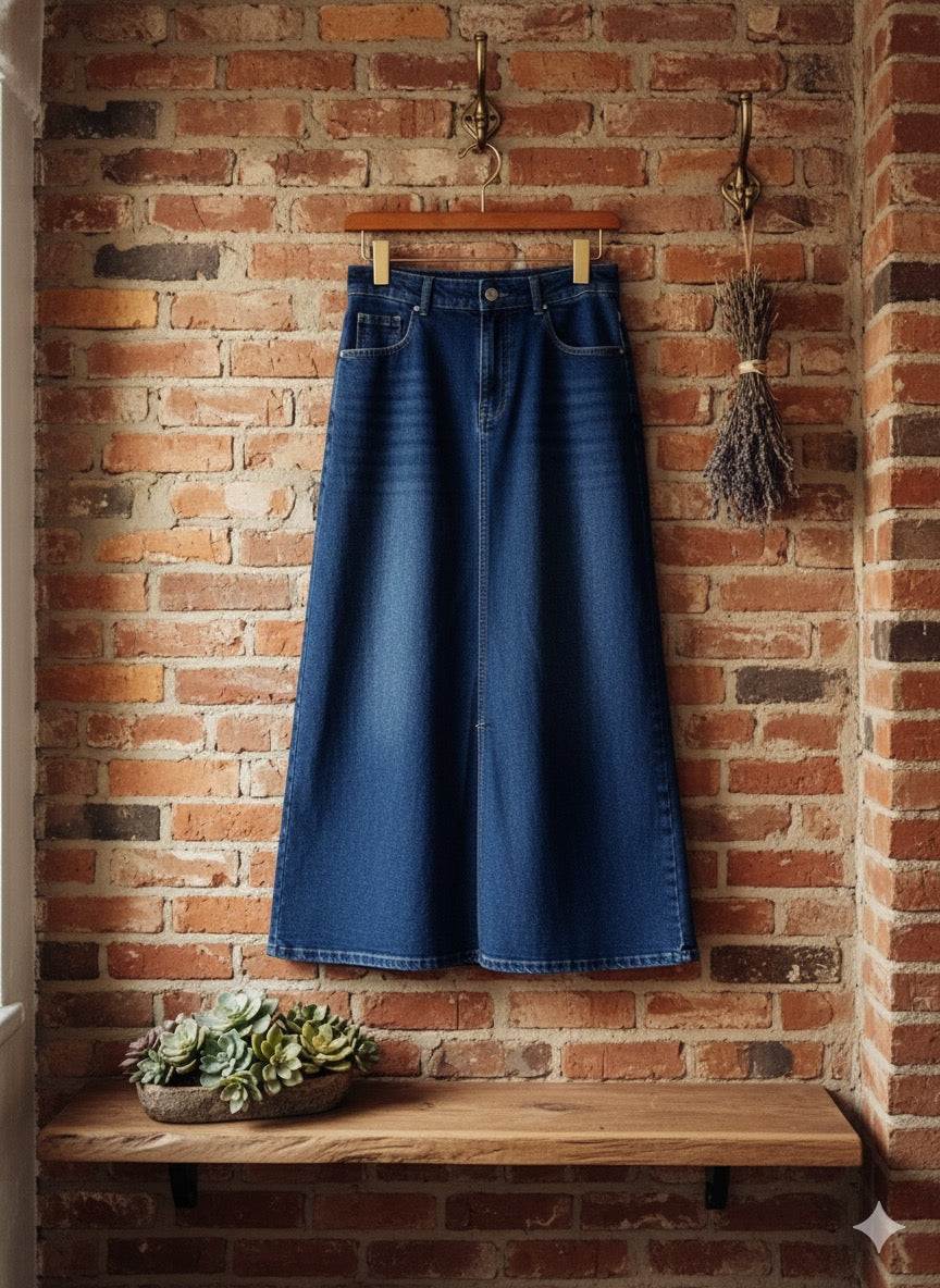 Wide-Denim Skirt