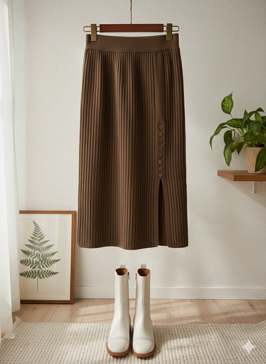 Sleek Form Skirt - Brown