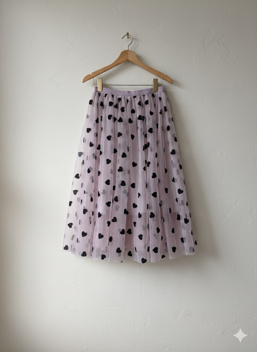Pink Heart Print Skirt