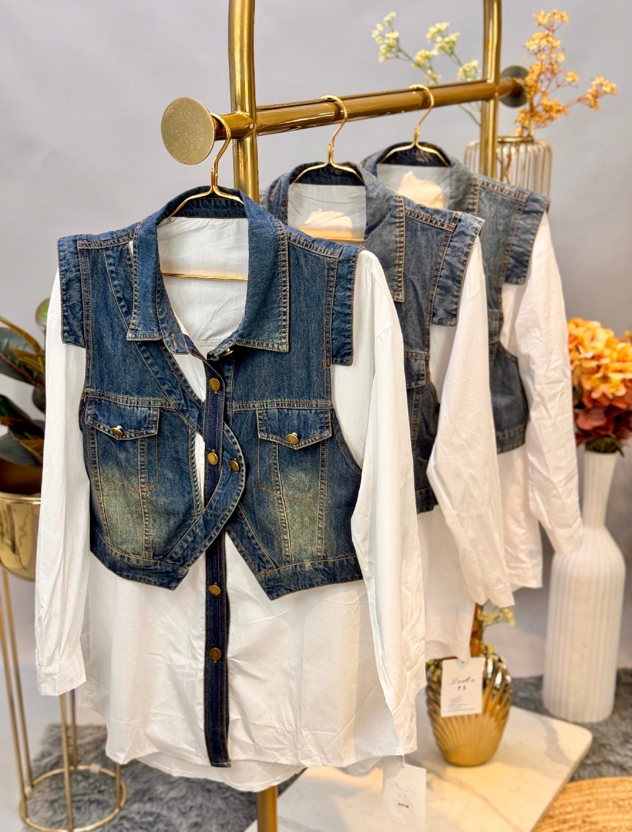 Faux Layered Denim Shirt