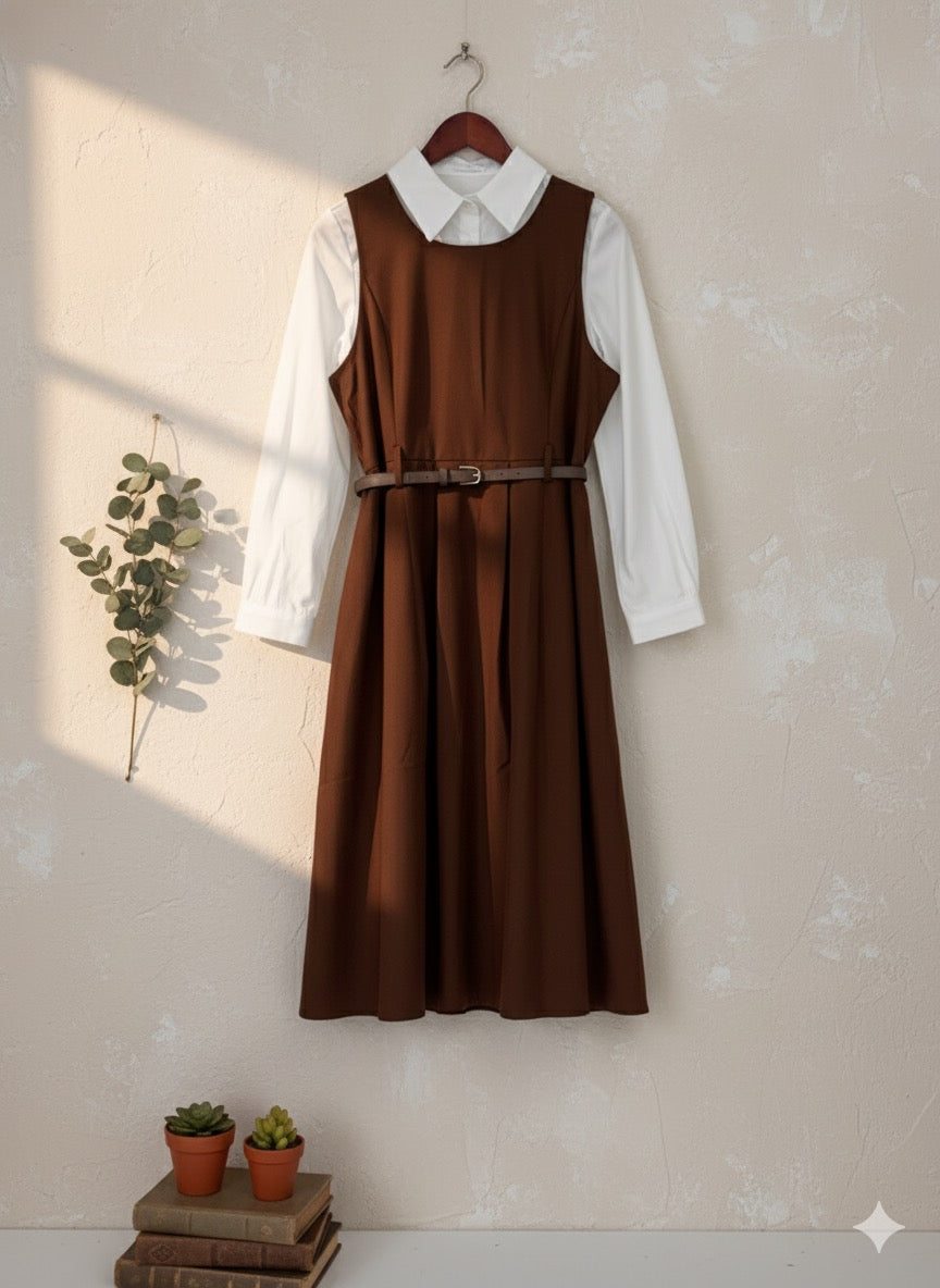 Preppy Pinafore - Brown