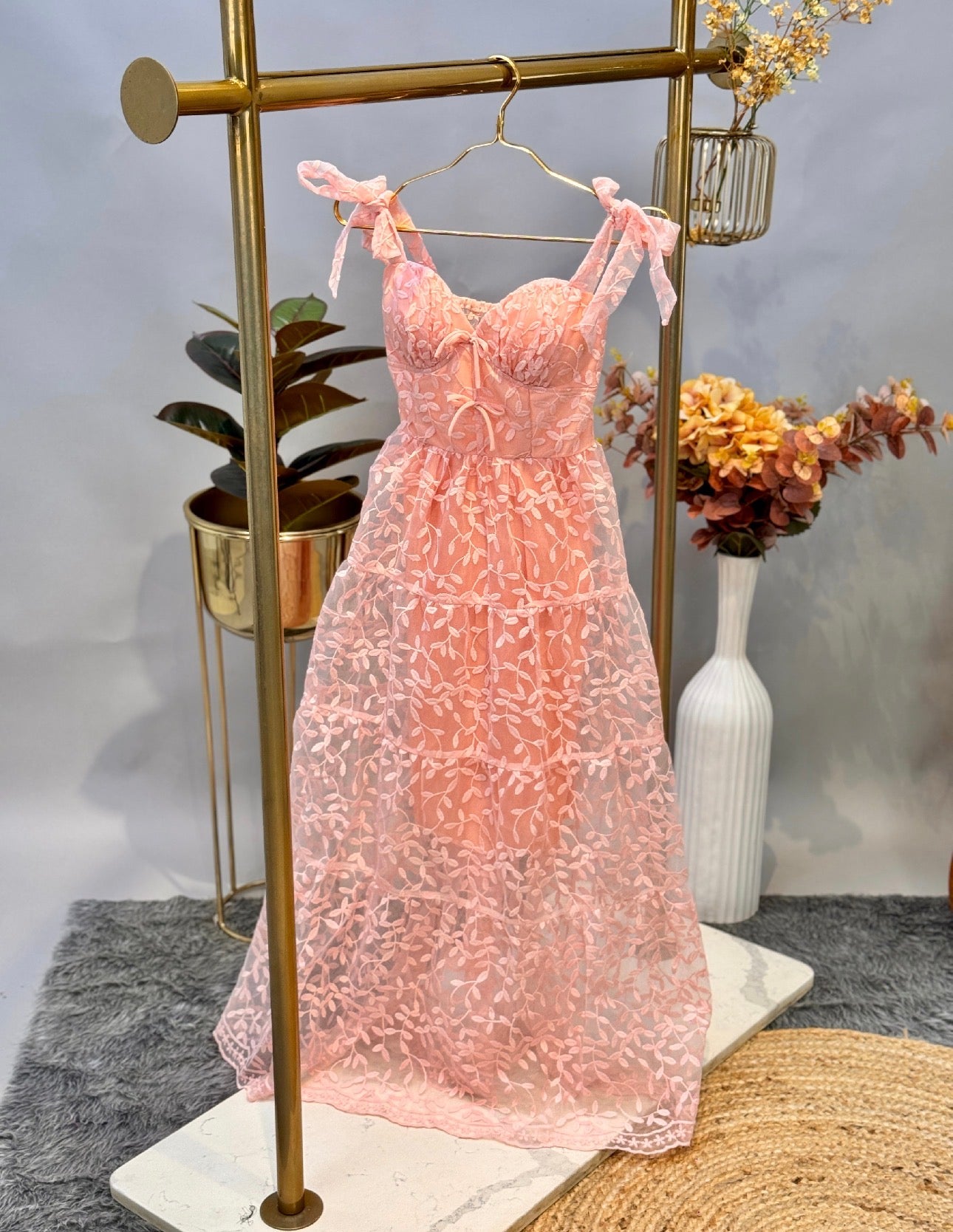 Pink Aesthetic Tie-Strap Sundress