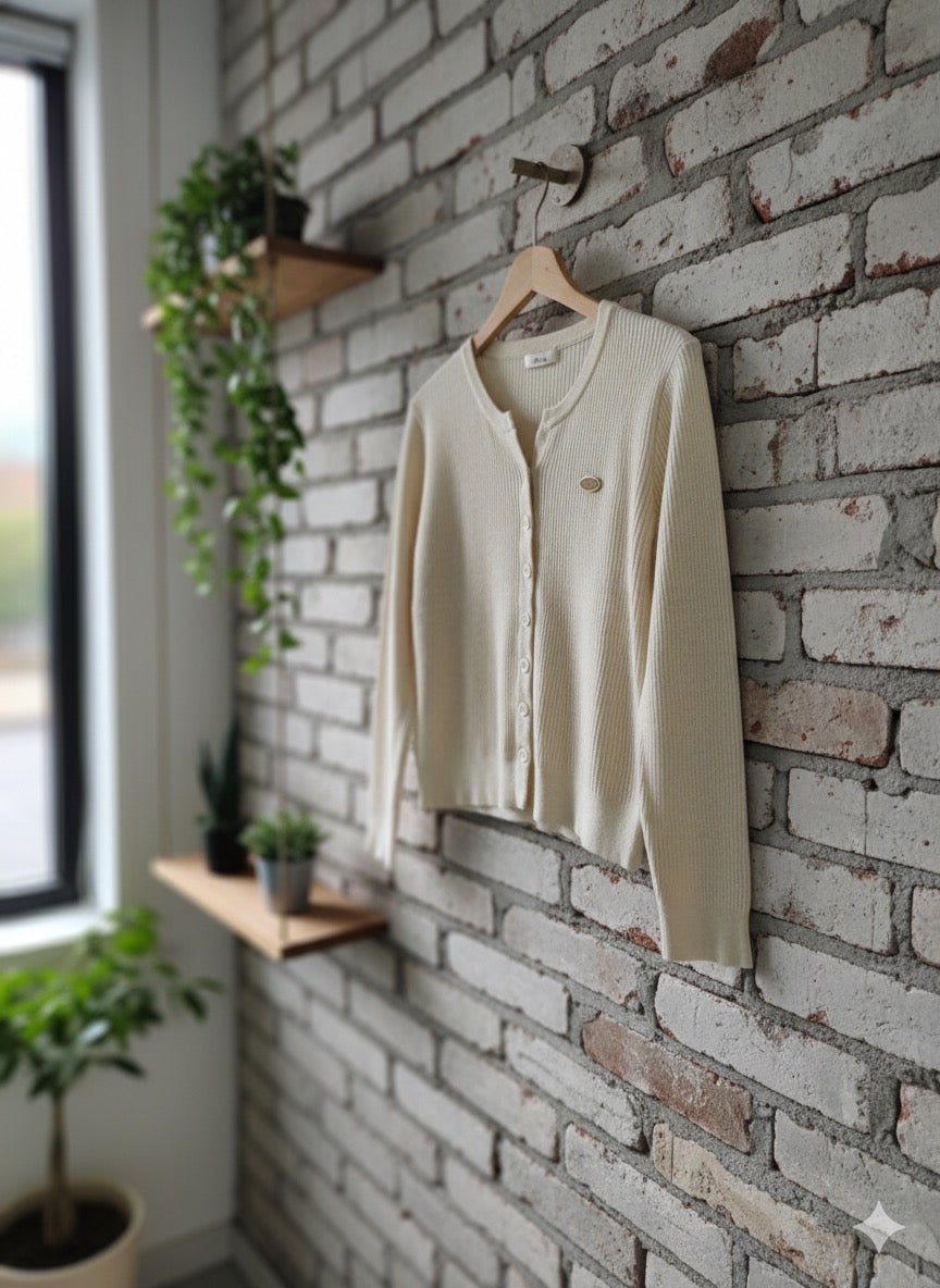 Knitted Rib Top - White