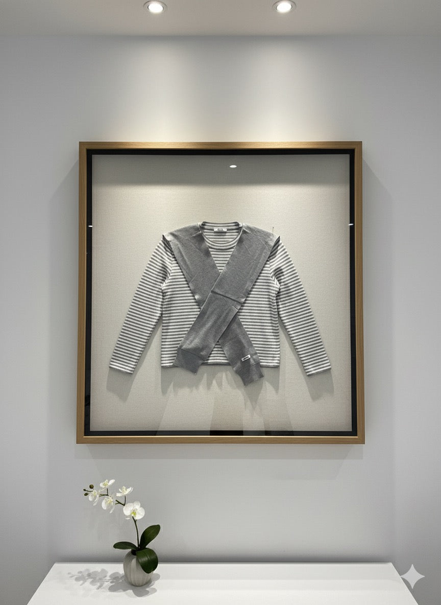 Crossover Stripped Top - Grey