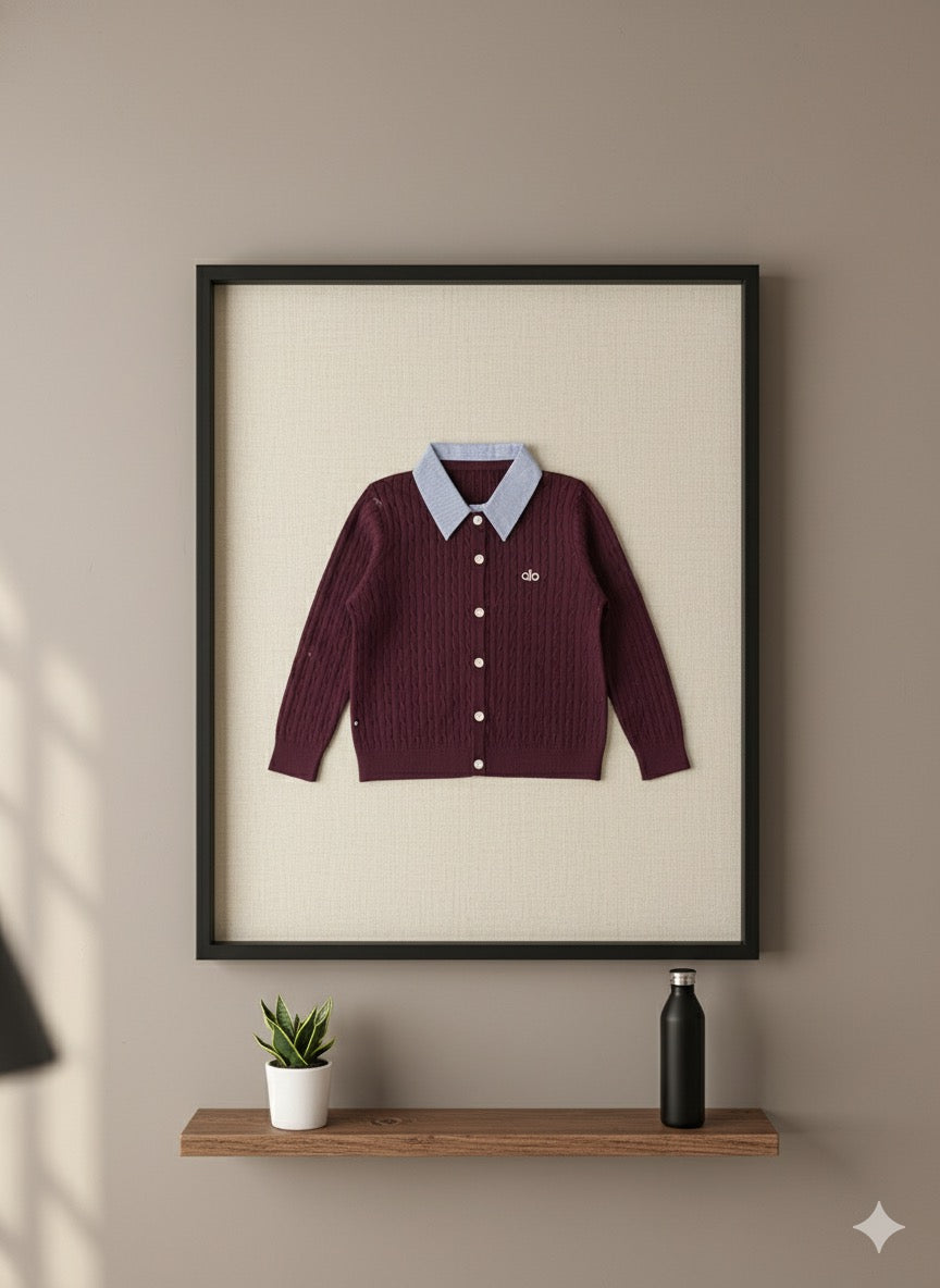Old Money Cardigan- Maroon