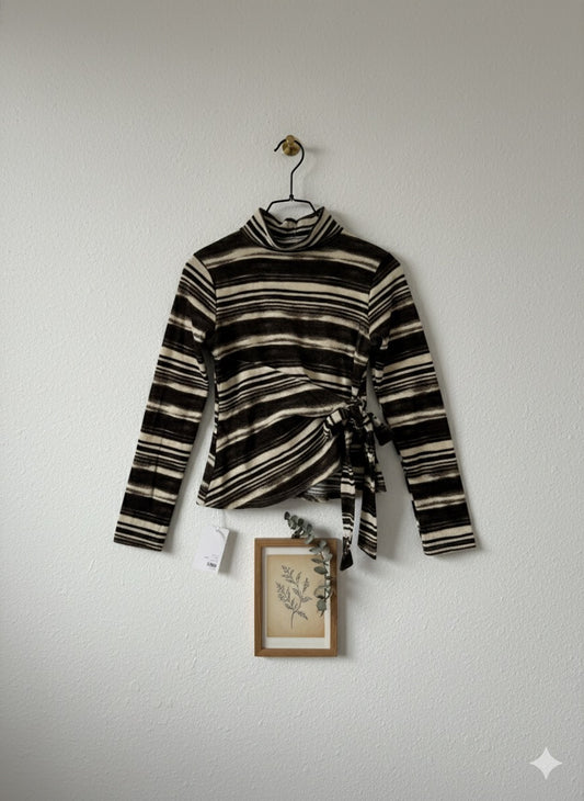 Turtleneck Tie-Front Top.