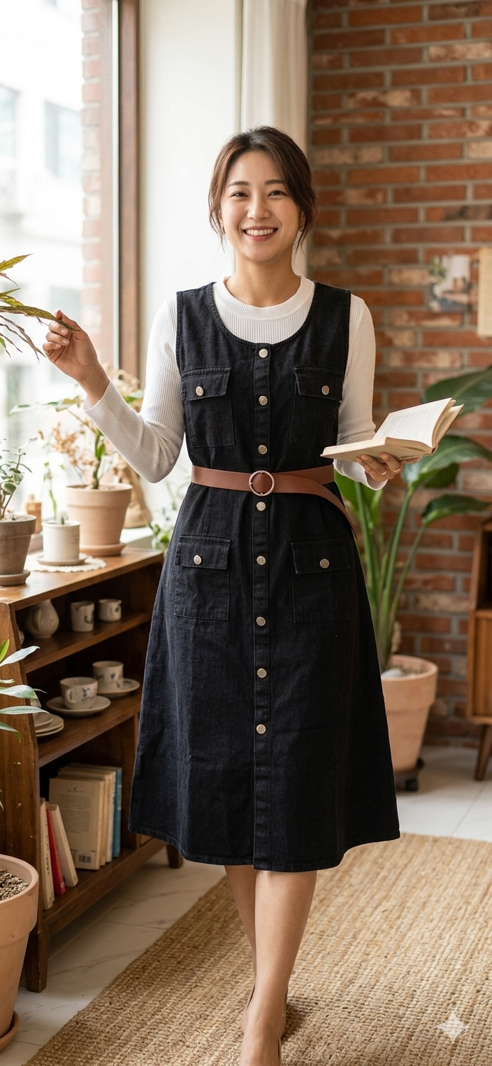 Denim Utility Dress - Black