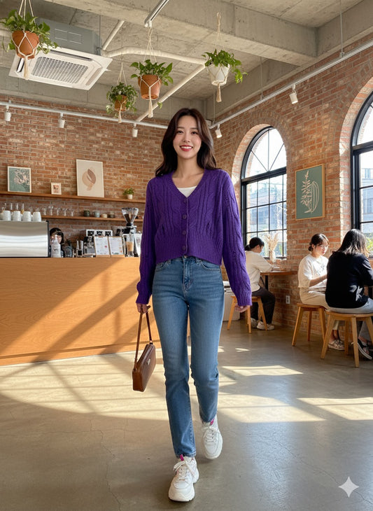 Distressed Cropped Top - Purple