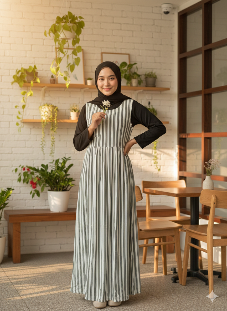Pure Poise Dress - Green Stripes
