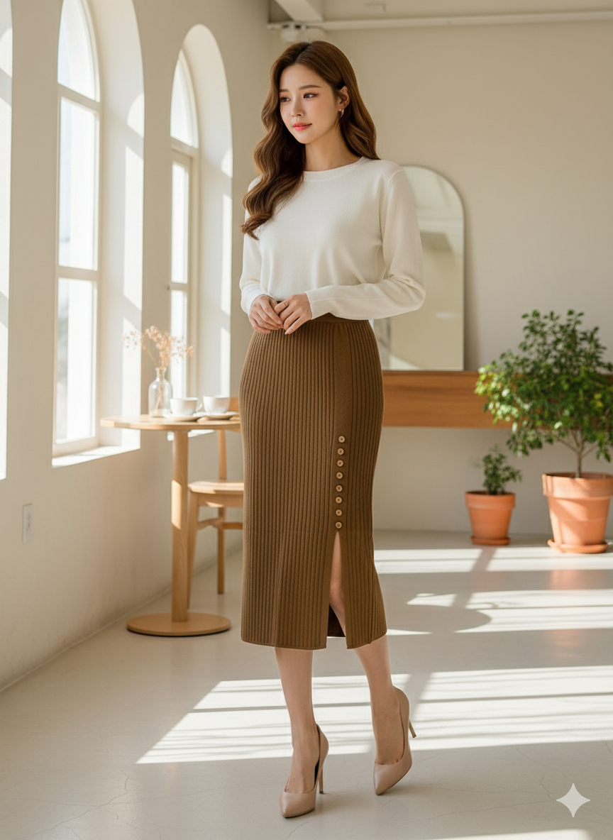 Sleek Form Skirt - Brown