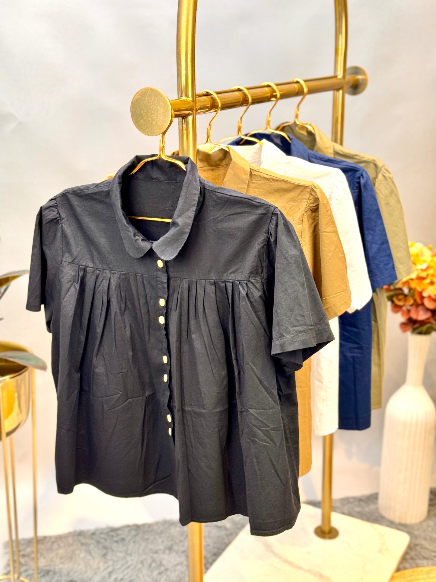 Pleated Baby Doll Shirt
