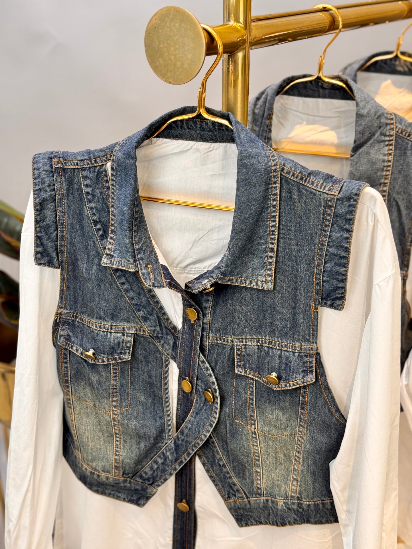 Faux Layered Denim Shirt