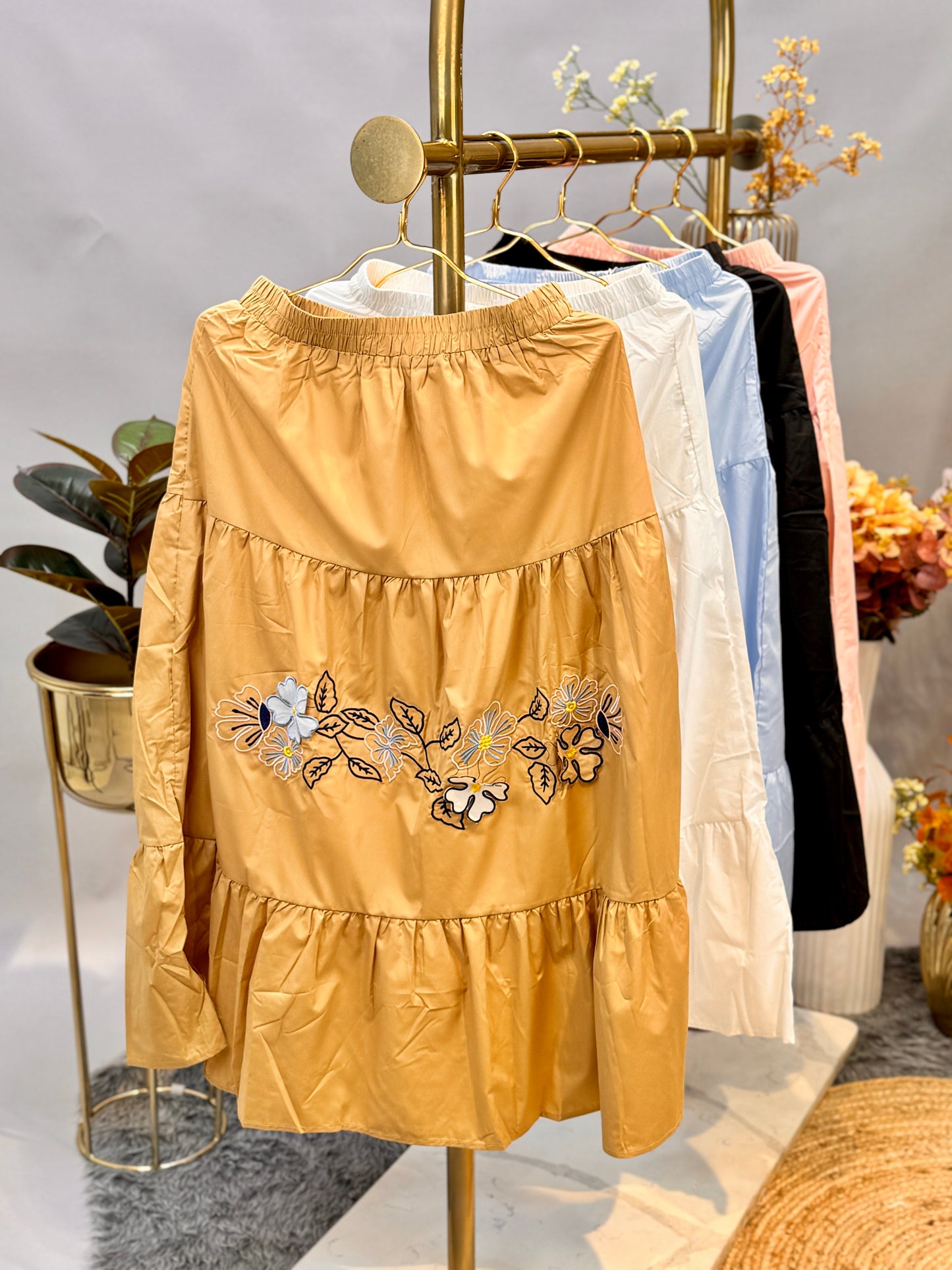 Tiered Embroidered Skirt