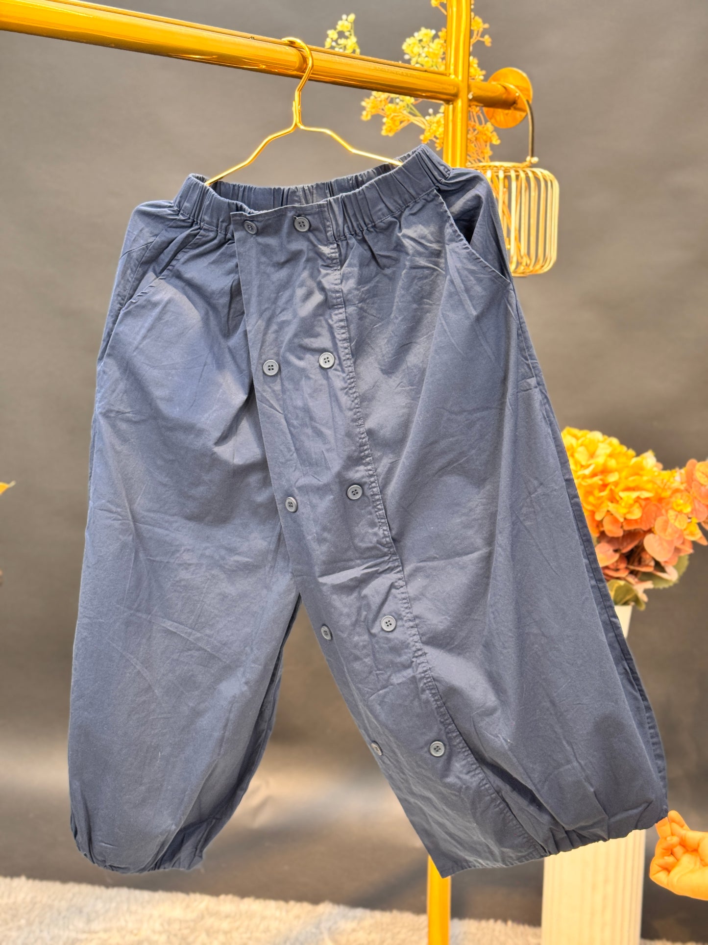Boho Buttoned Drop-Crotch Pants