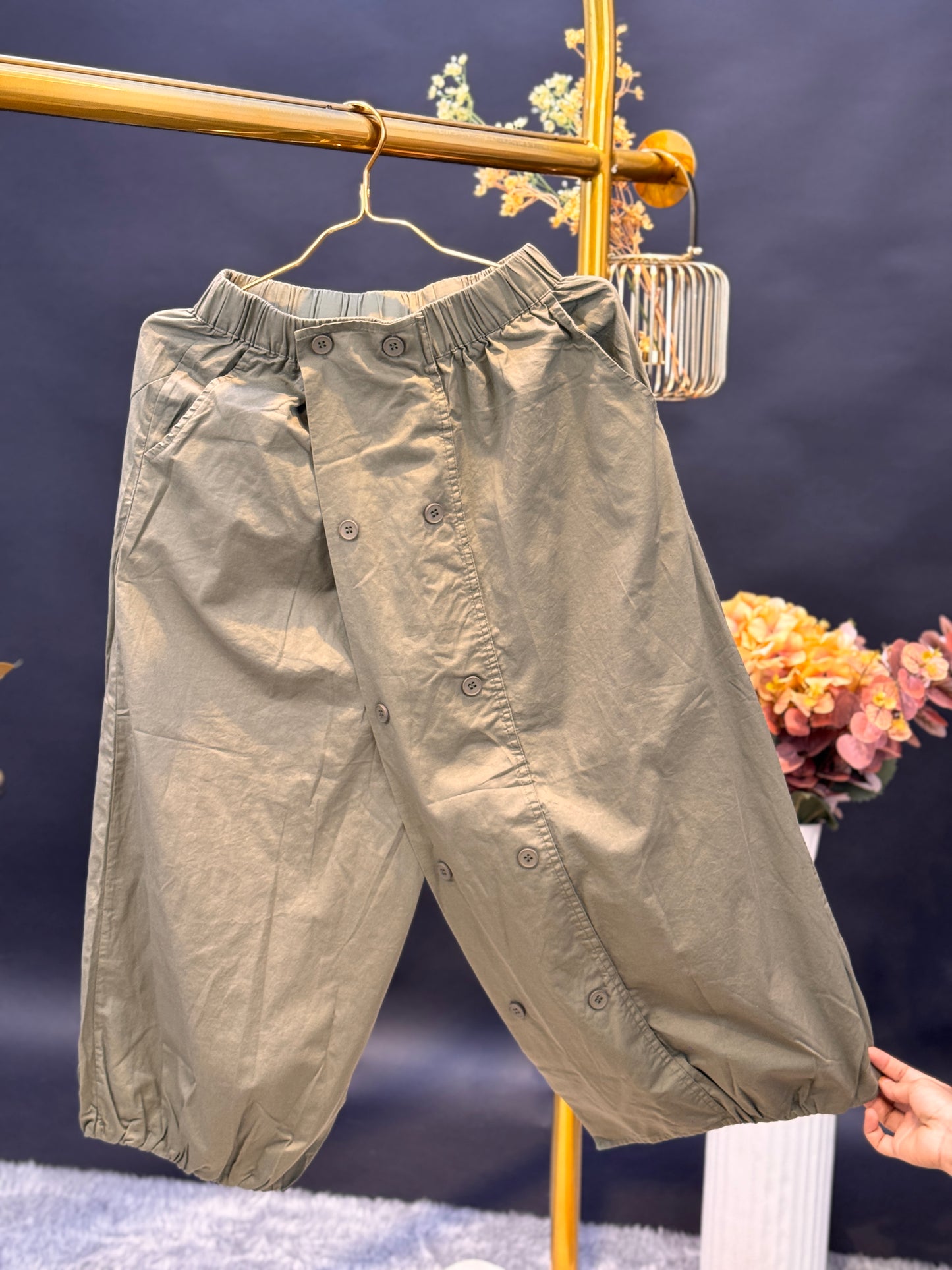 Boho Buttoned Drop-Crotch Pants