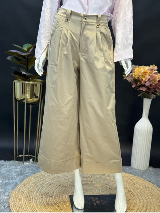 Beige Korean Pleated Pants