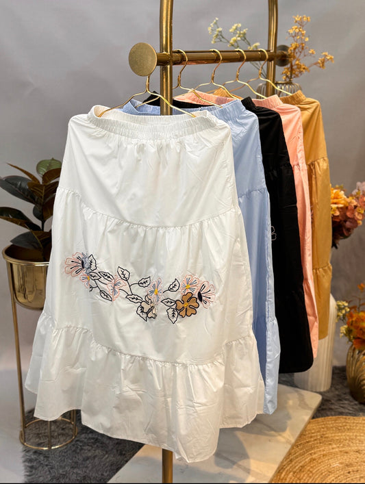 White Floral Whisper Lace Skirt