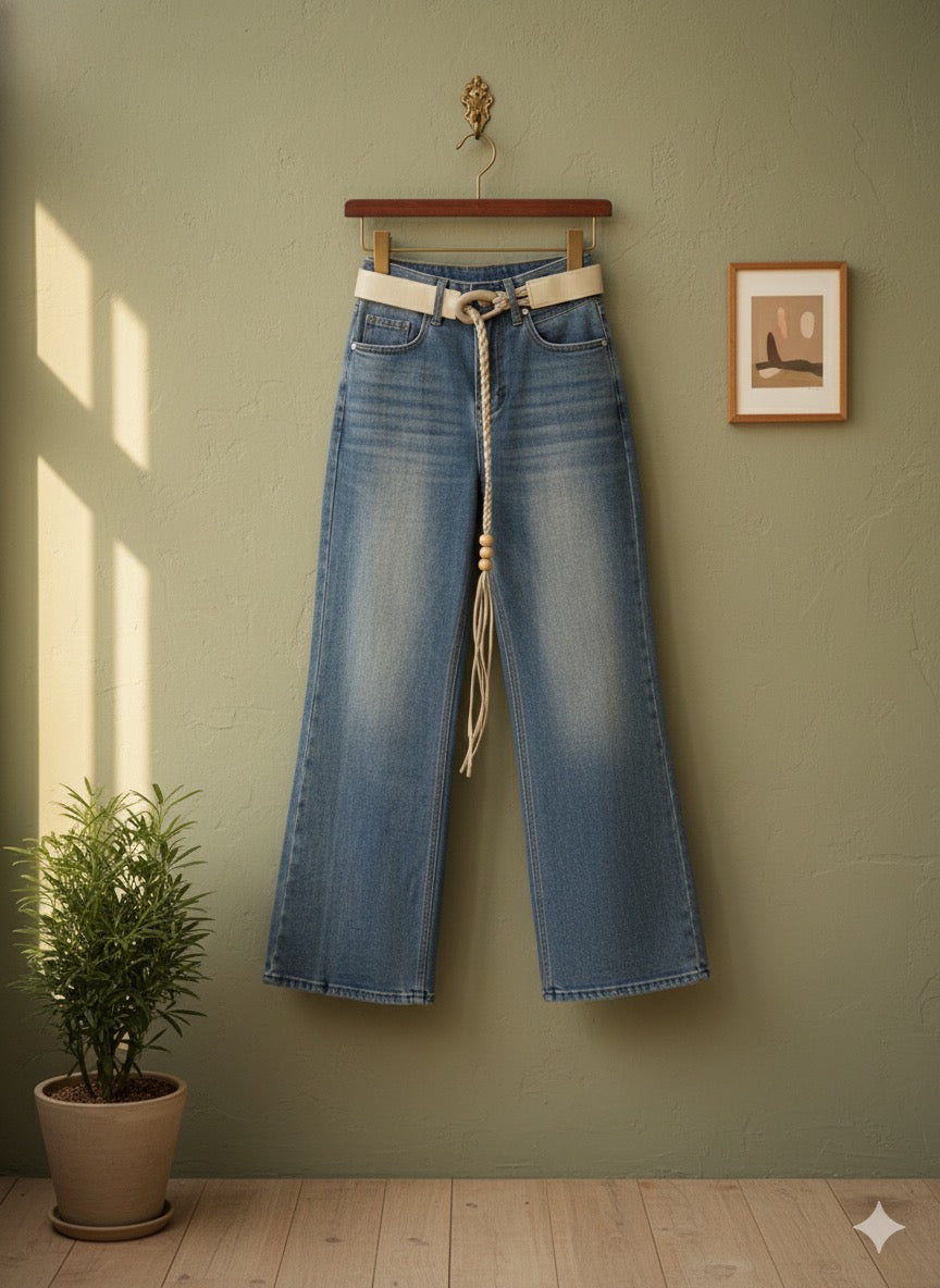 High-Rise Wide-Fit Denim - Blue