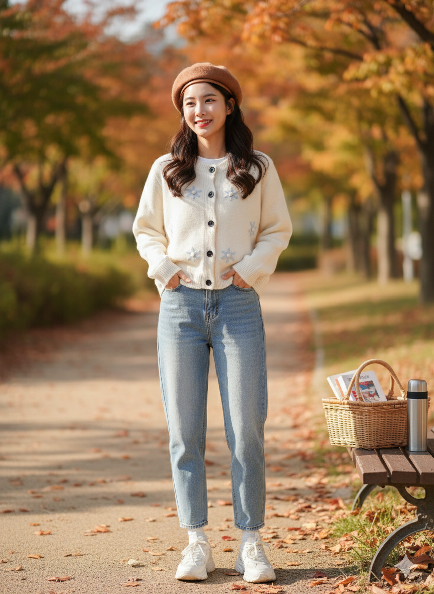 Floral Embroidered Cardigan - Off White