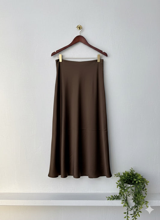 Glow Satin Skirt - Brown