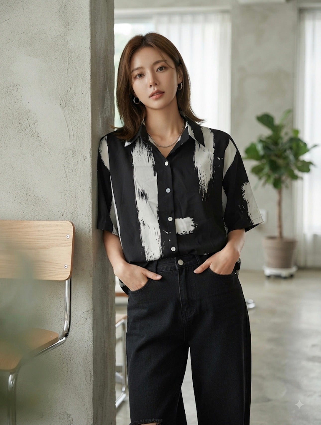 Black & White Bloom Shirt