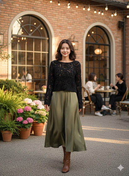 Irish Crochet Top - Black