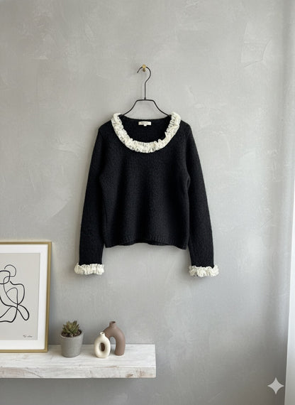 Pearl Accent Sweater - Black