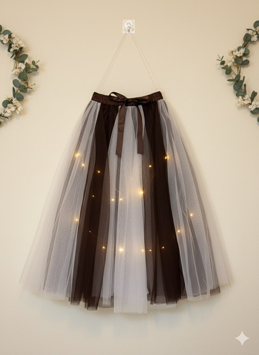 Brown Layered Tulle Skirt