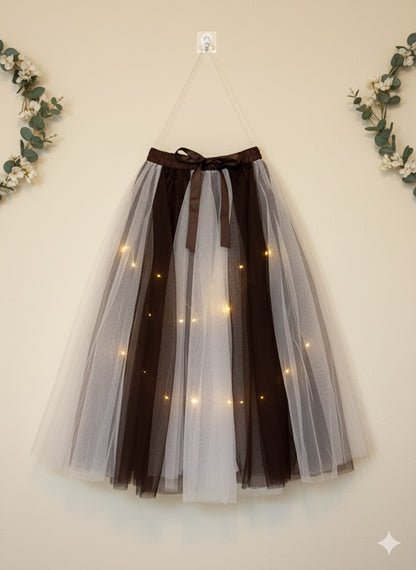 Brown Layered Tulle Skirt