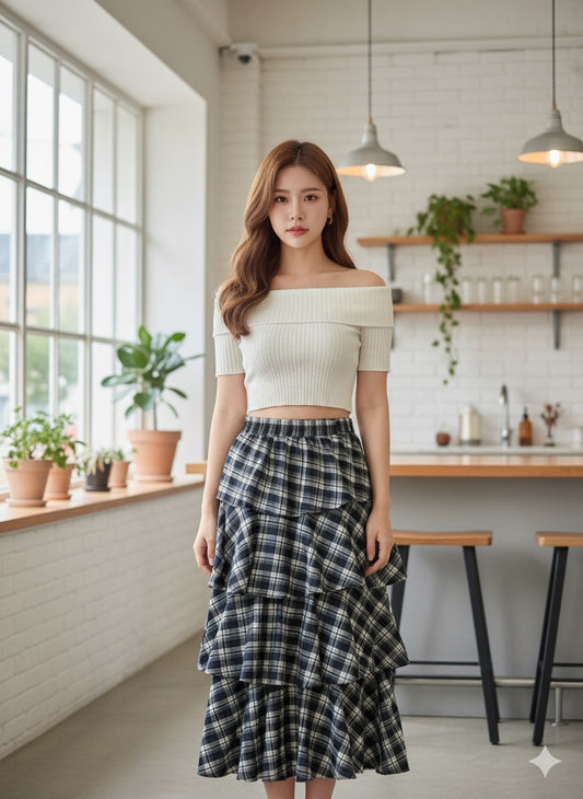 Plaid Ruffle Skirt