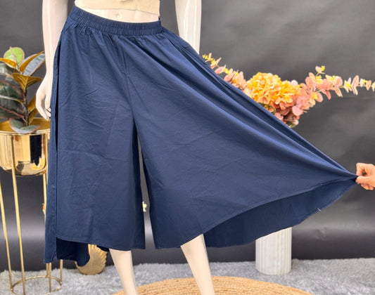 Navy Blue Wide-Legged Culottes