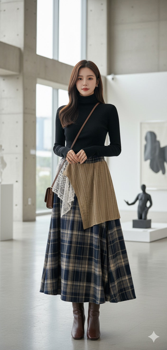 Plaid Layered Skirt