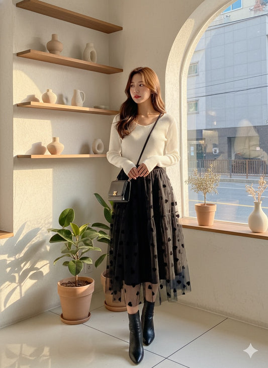 Black Heart Print Skirt